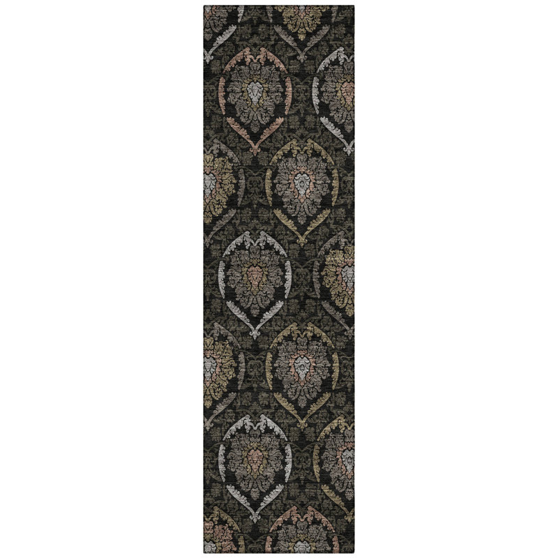 Senad Flatweave Washable Damask Indoor / Outdoor Rug, Runner 2'3" x 7'6"