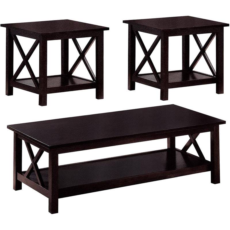3 tables d'appoint avec design contemporain et table de rangement foncé