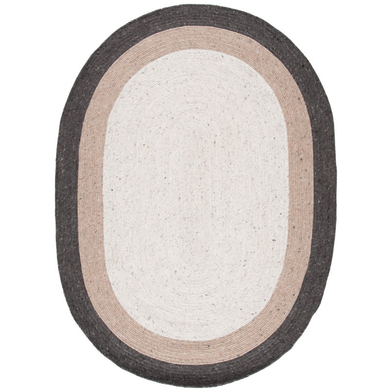 Tapis géométrique tissé à la main 0,6 po en laine Coley, Ovale 4 pi x 6 pi