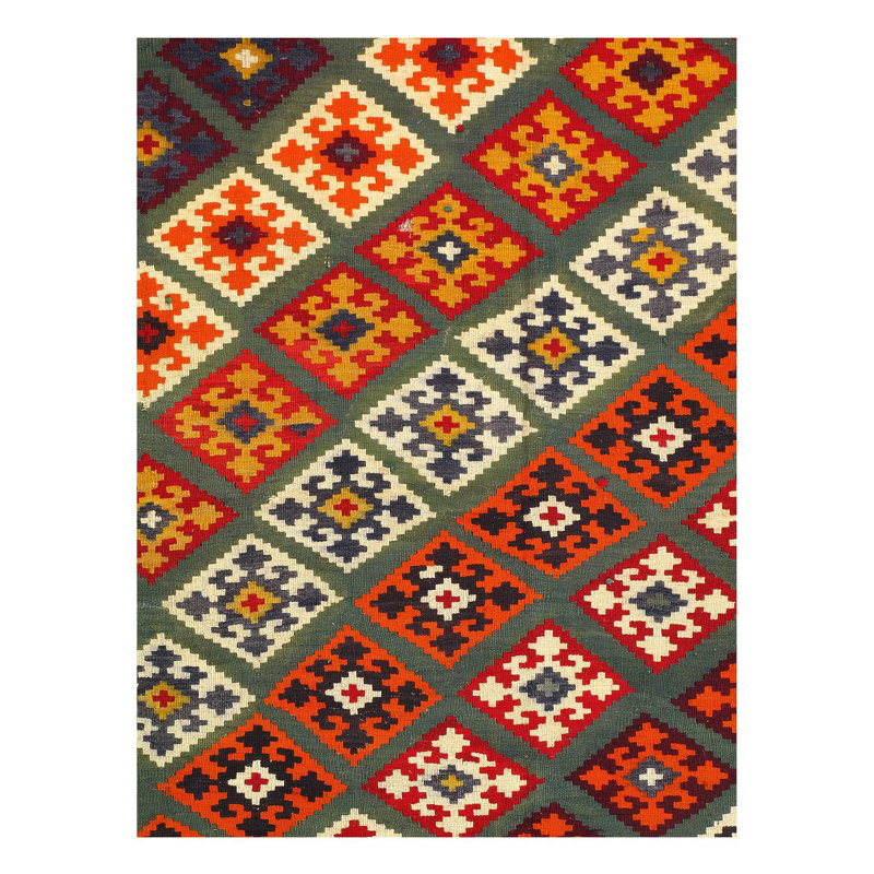 Geometric Area Rug in Rust