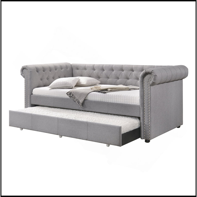 Smoke Gray Fabric Daybed W/Trundle (Twin)