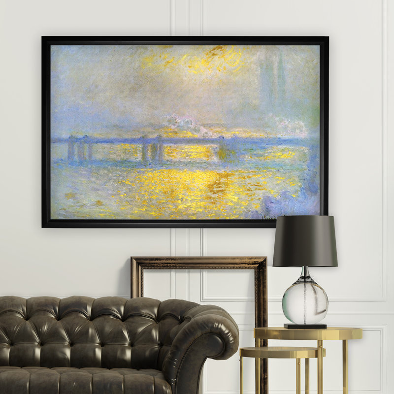 « rectangle » charing cross bridge» par claude monet, reproduction de peinture à l’huile, H 26 po x l 36 po x P 1,5 po