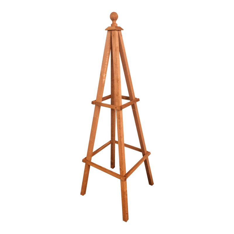 Medium Cypress Wood Obelisk Trellis with Ball Finial