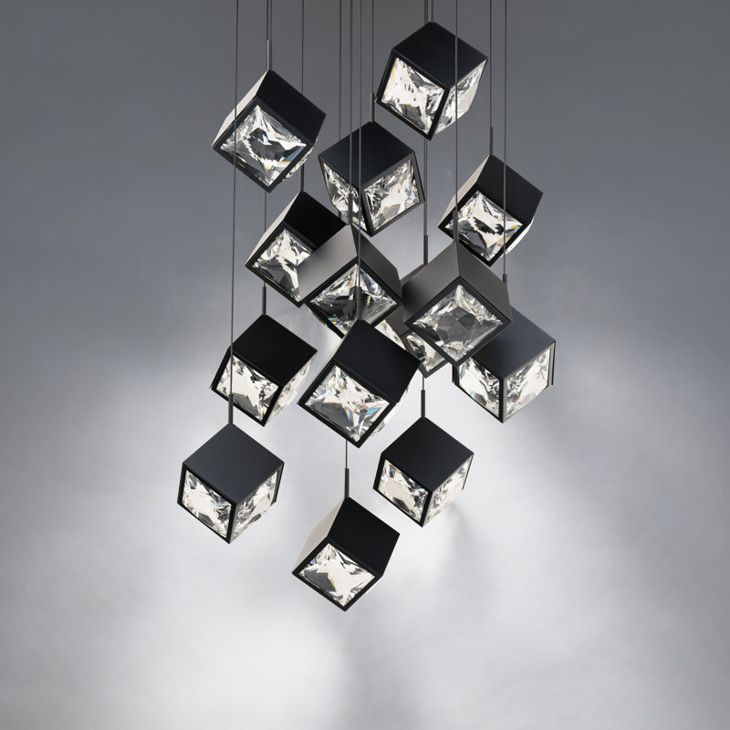 Ice Cube Round Multi-Light 4-CCT Pendant, Black