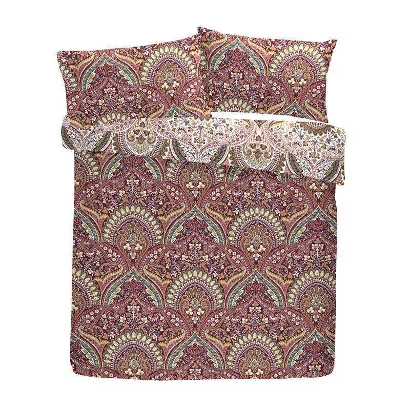 Palais Polyester Damask Duvet Cover Set with Pillowcases, King Duvet Cover + 2 Standard Pillowcases