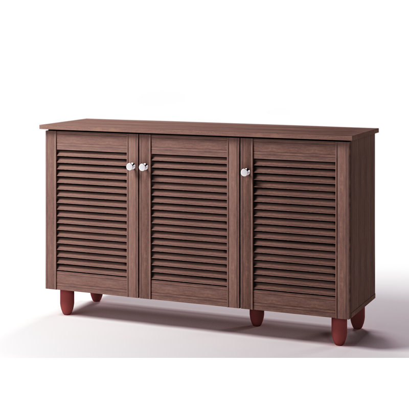 Morgan 15 Pair Shoe Storage Cabinet, Dark Oak