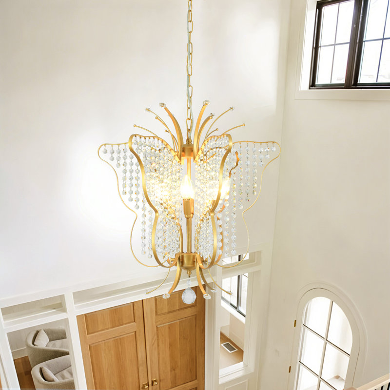 Lustre en cristal 6 lumières, Doré