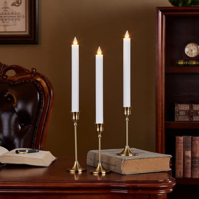 Flameless Taper Candles Flickering with Remote and Timer, 3D Moving Flame Taper Candle Battery Operated to 400 Hours, 9 Inch Window Candles, (Glittter Red)