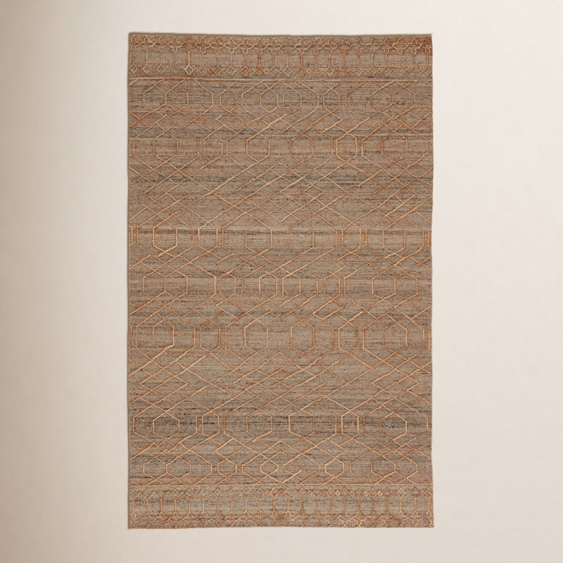 Cecille Jute / Sisal Geometric Area Rug, Rectangle 5' x 8'