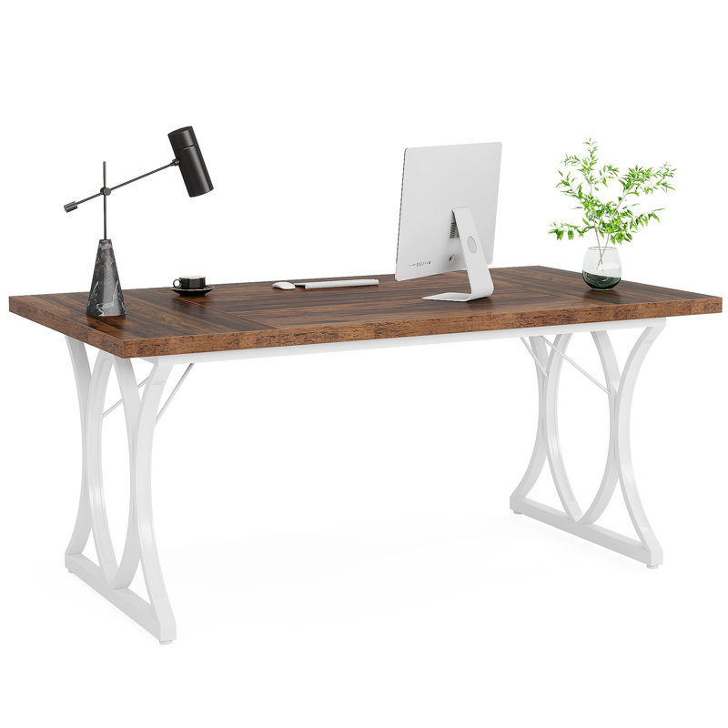 Rectangle 160cm L Computer Table, Brown/White