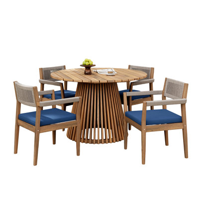 Outdoor Acacia Wood Patio Dining Table, 47.25-Inch Extra-Large Round Dining Table,For Backyard, Lawn, Balcony