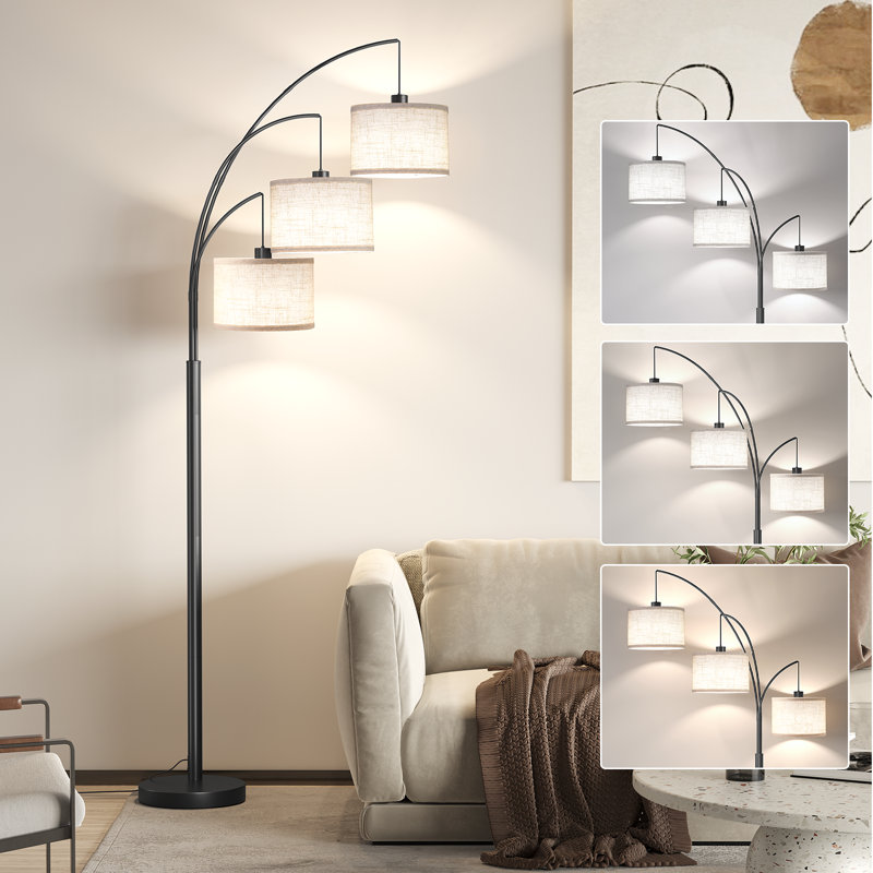 Burrak 78“ 3 Lights Arc Tree Floor Lamp with Remote Control