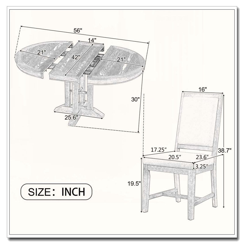 Ensemble de salle à manger extensible 5 pièces avec chaises rembourrées