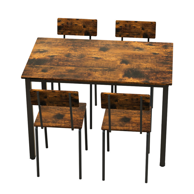 Dining Table Set, MDF+Iron, Dark Walnut, Modern Design, 29.72" H x 43.3" W x 26.77" D