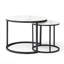 Tables basses gigognes blanches en MDF avec motif en marbre, ensemble rond 2 pièces pour salon, style industriel moderne