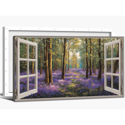  «Nature Window Wall Art Forest Landscape Large Wall Decor, horizontal Open Window Design and Vibrant Spring Scenery», impressions artistiques pour le salon, 30 x 60 po