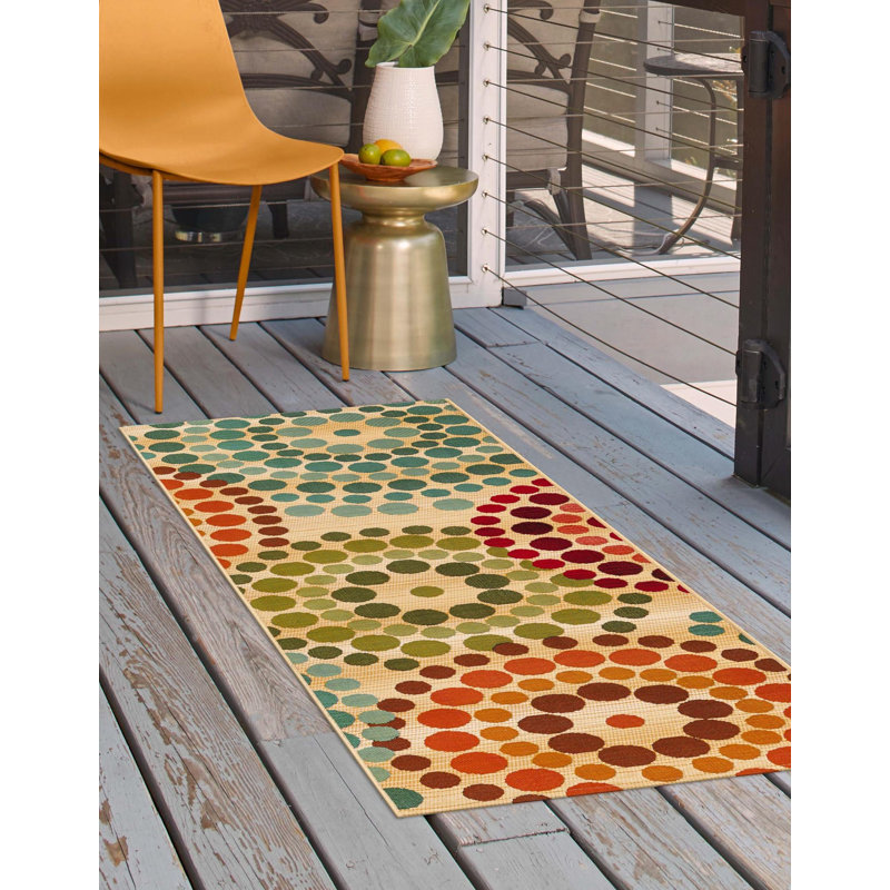 Deweese Washable Geometric Indoor / Outdoor Rug, Runner 2' x 6'1"