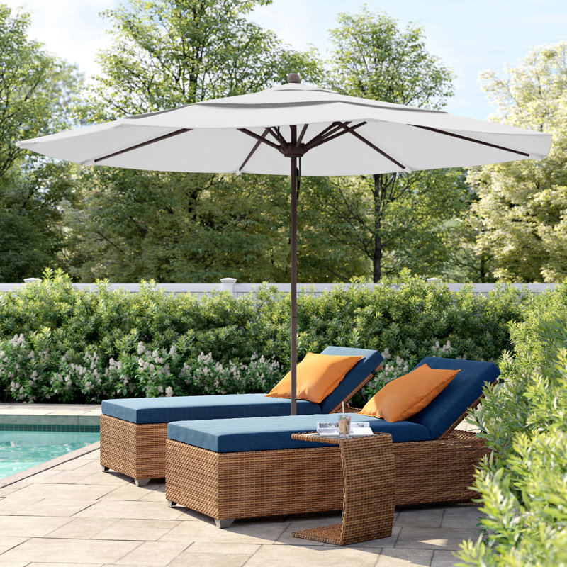 Parasol de marché 11 pi Hibo, Toile Sunbrella® naturel, Bronze