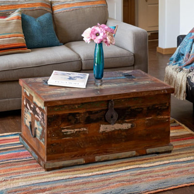 Senecaville Solid Wood Block Coffee Table with Storage