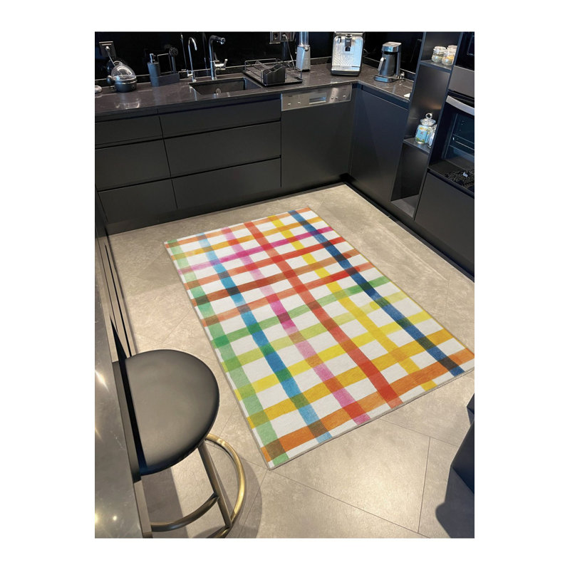 Tapis multicolore à rayures multicolores, Tapis de couloir 3 pi 3 po x 6 pi 7 po