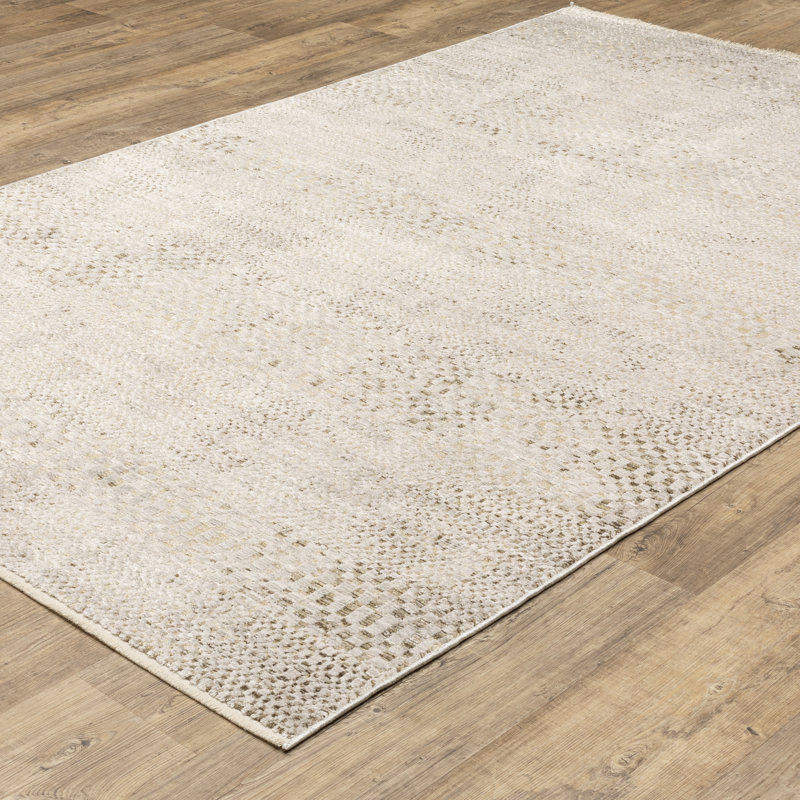 Telisa Modern Transitional Ivory / Gold Area Rug, Rectangle 6'7" x 9'6"