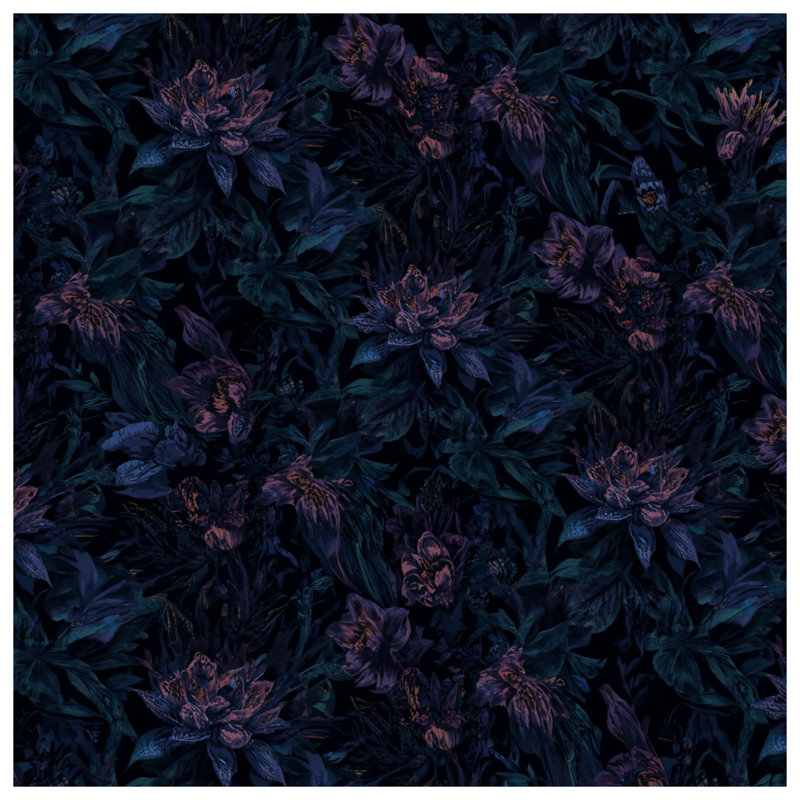 Dark Floral Pattern Bath Mat, 24in W x 17in L