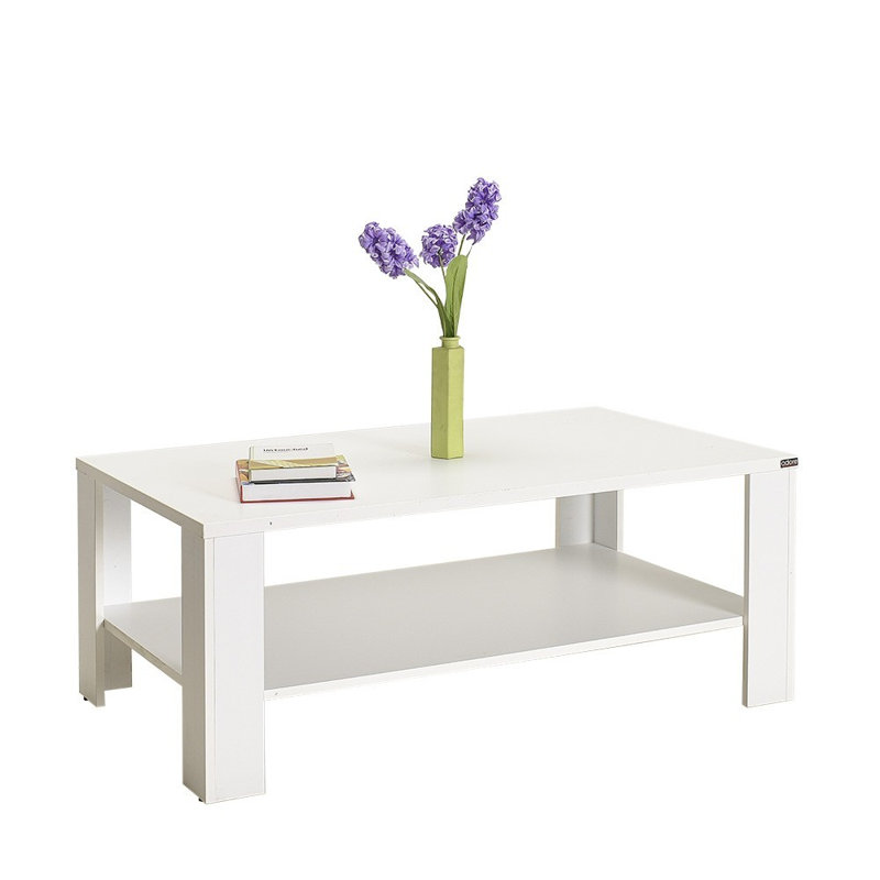Modern Coffee Table, Diamond White, 43.3 x 16.5 x 25.6 Inches | 100% Melamine Coated Particle Board, Thickness: 0.6 Inches | Sleek Design for Living Room & Office, Stylish & Durable, Easy to Clean