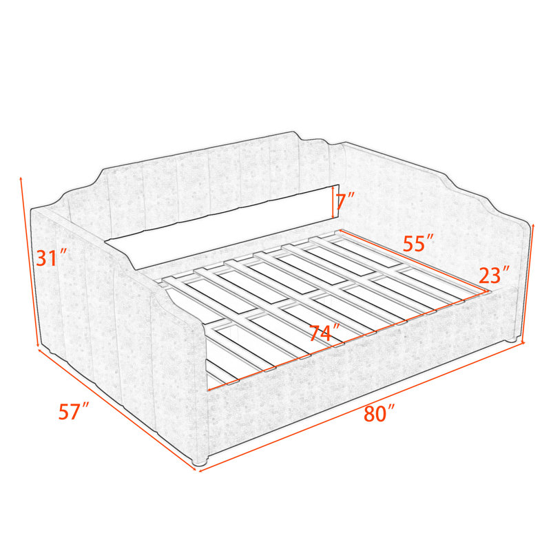 Wooden Upholstered Daybed with Underneath Storage, Gray, Full