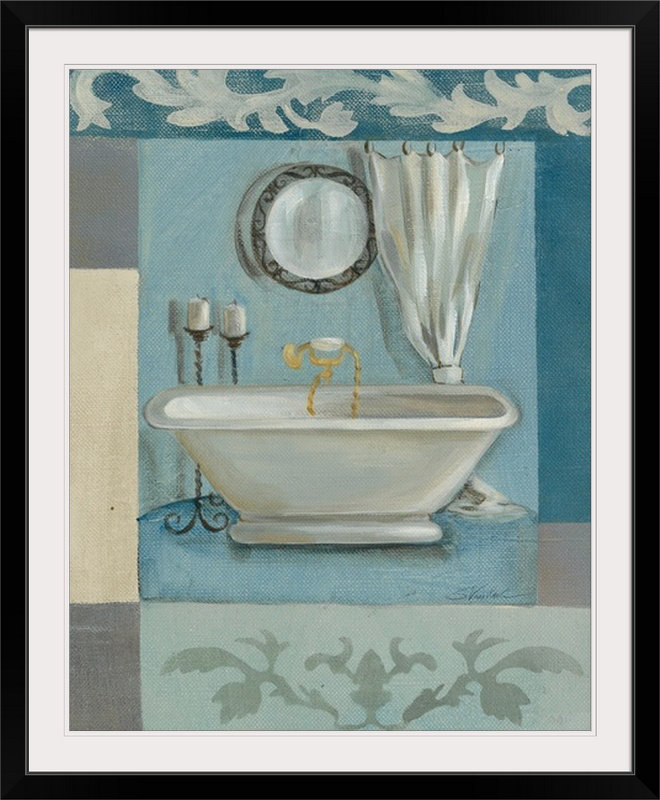 Antique Bath " Antique Bath II " by Silvia Vassileva, 32" H x 27" W x 1" D, Black Framed