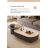 Modern Oval Sintered Stone Coffee Table Set With 2 Drawers, Fluted Wood Base Bunching Tables For Living Room, Cream/Brown-696466066