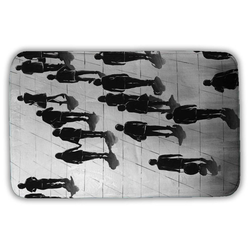 Silhouettes of people on the street Bath Mat with Non-Slip Backing - Quick Dry Memory Foam Bathroom Rug - Absorbent - Modern Plush Spa-Style - Machine Washable