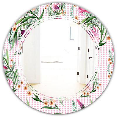 Miroir mural sans cadre en forme de "i" à trois fleurs american american
