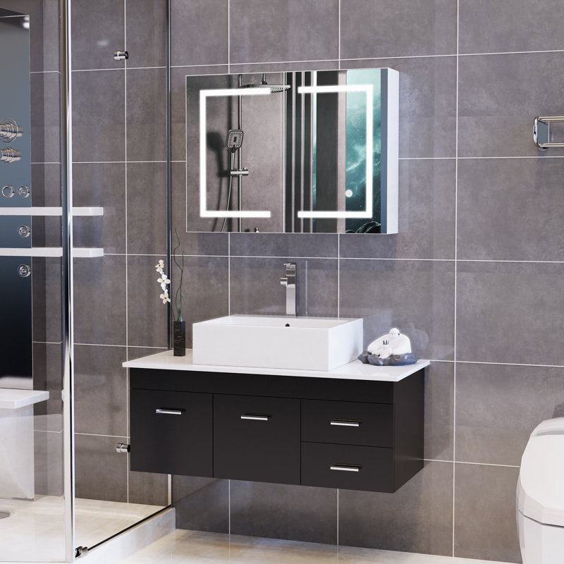 80mm W 60mm H Wall Mounted Required Frameless Medicine Cabinet Mirror 2 Fixed
