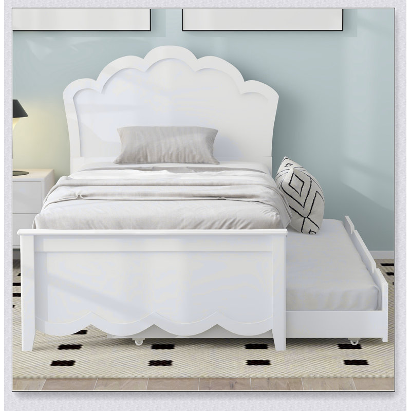 Lit plateforme simple en bois avec tête de lit et lit gigogne simple, L 79,9 po x l 45,6 po x H 43,3 po
