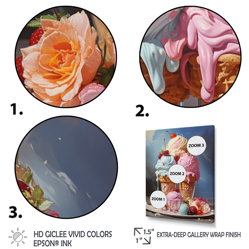 «Food Ice Cream I», reproduction sur toile, H 44 po x l 34 po x P 1,5 po, Toile tendue