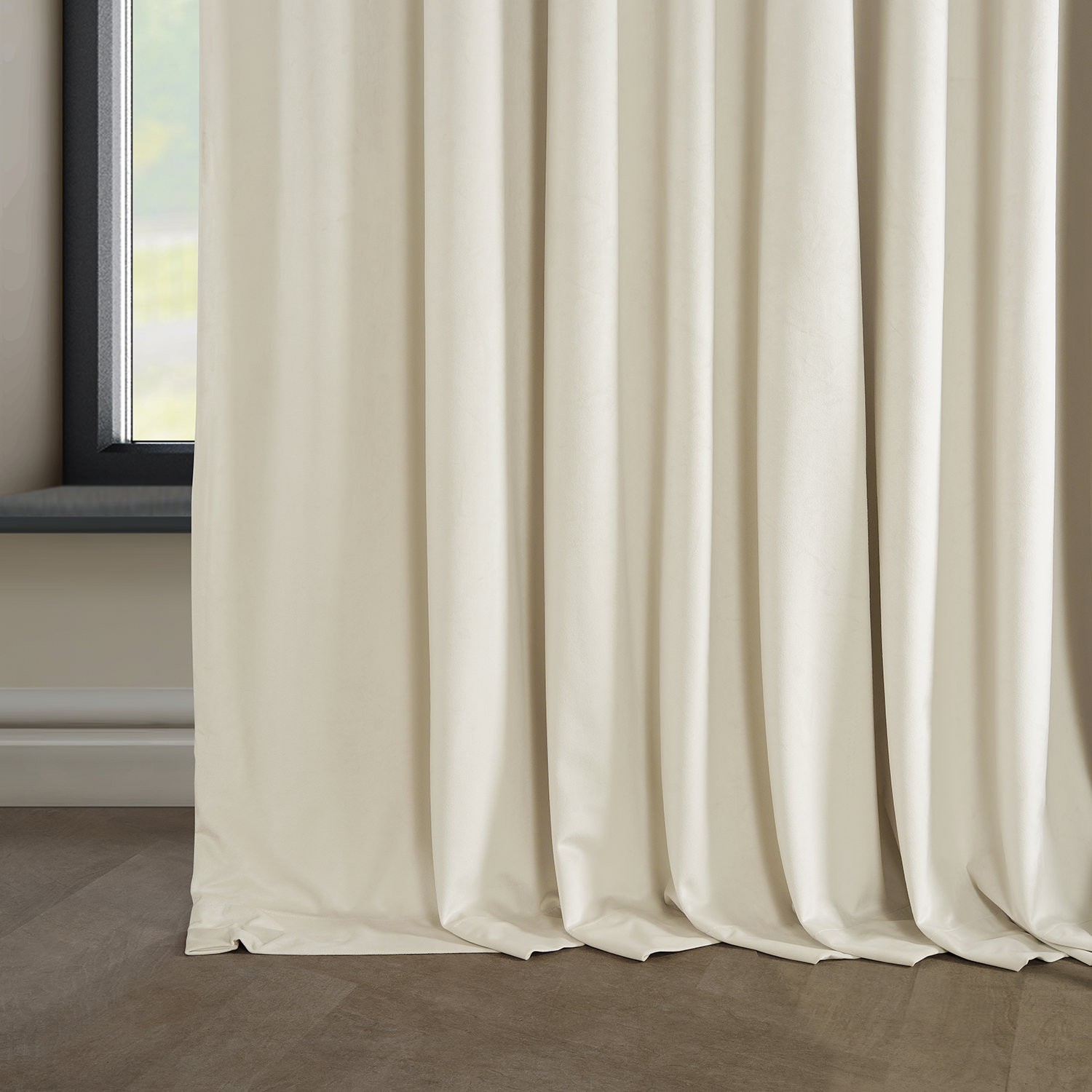 Loria Plush Velvet Blackout Curtain Panel, 50" W x 84" L, Diva Cream