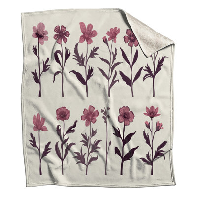 Pink Wildflowers Illustration Blankets