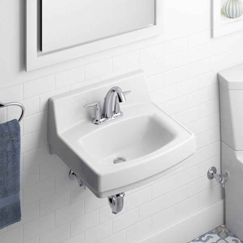 Greenwich Vitreous China Rectangular Wall Mount Bathroom Sink with Overflow, Black , Black, 4" Centers