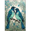 Tapis décoratif bleu à motif d'oiseaux lavables à la machine-498443068