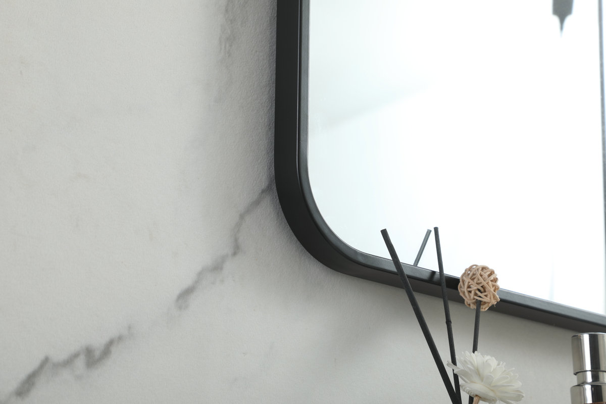 Metal Square Wall Mirror, 48"  x 48" , Black