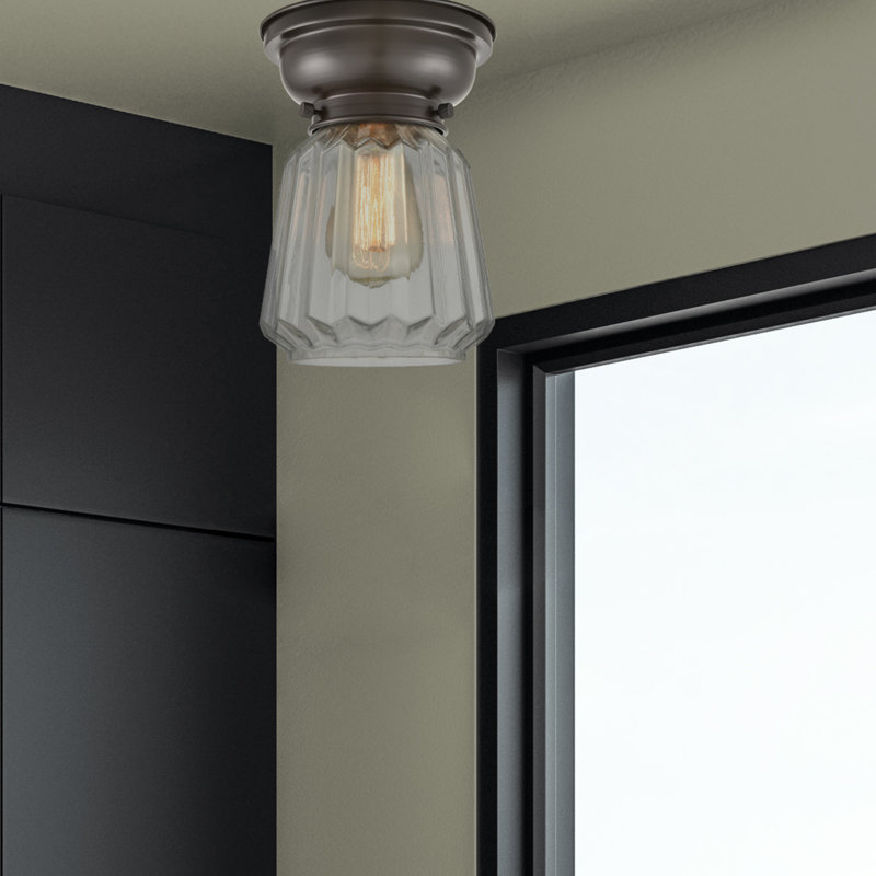 Vinson Glass Flush Mount, Antique Brass, Clear, No Bulb Included