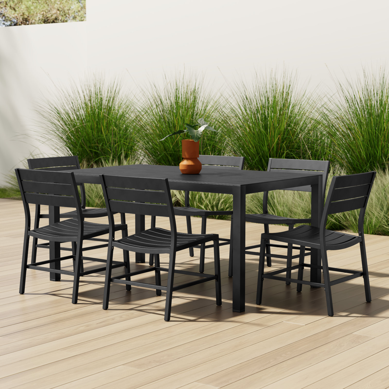 Armando 64" Patio Dining Set, Black