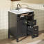 Meuble-lavabo de 24 po avec lavabo, panneau de fibres à densité moyenne et bois d'hévéa, 3 tiroirs et armoire, fermeture en douceur, conception moderne pour les petites et moyennes salles de bain-129184660