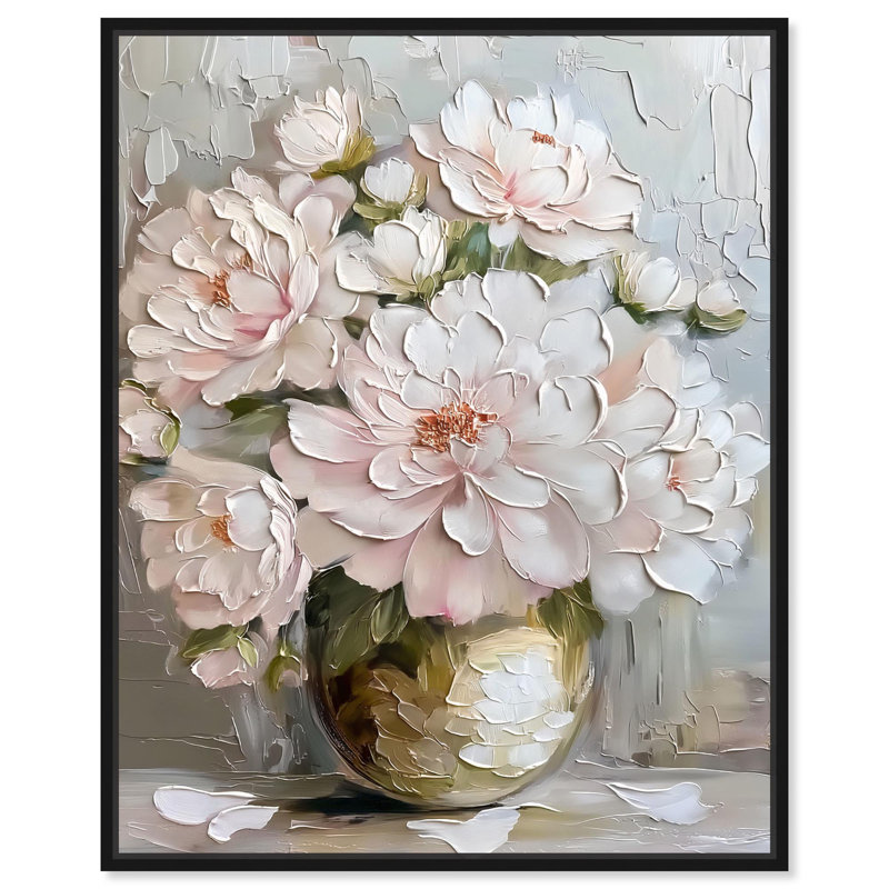 «Soft Soft Symphony Canvas Elegant Florals» par , H 21 po x l 17 po, Cadre flottant noir
