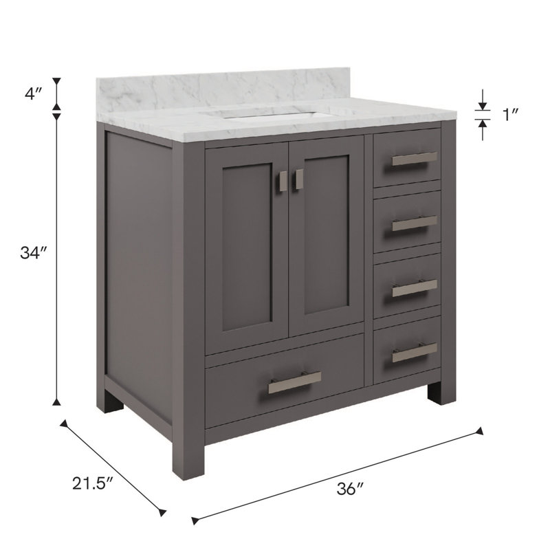 Steve 36'' W Single Vanity, Cashmere Grey
