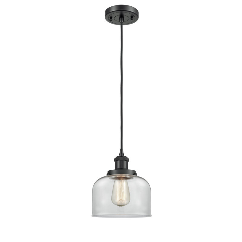 Mini luminaire suspendu à cordon 8 lumières Ballston Urban Bell, Noir mat, DEL, Clair