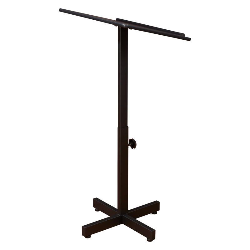 Adjustable Height Cherry and Black Steel Lectern Stand