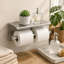 Rustproof Double Toilet Paper Holder with Shelf Stainless Steel Wall Mount