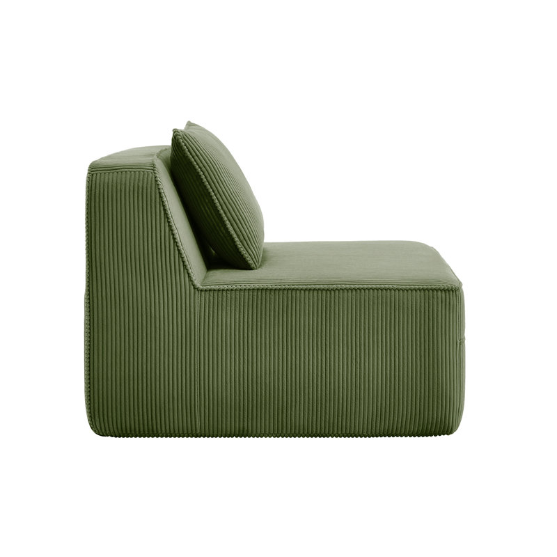 Canapé sans accoudoirs avec velours côtelé Martha - Vert, Vert