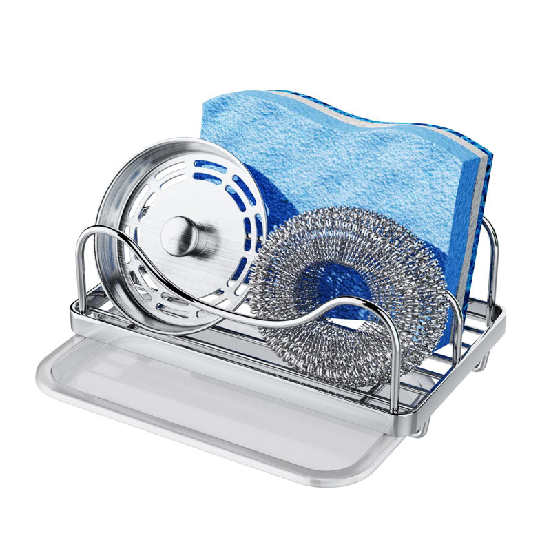 Évier de cuisine mobile en acier inoxydable 304 avec plateau d'égouttement amovible pour le rangement de l'éponge et des accessoires